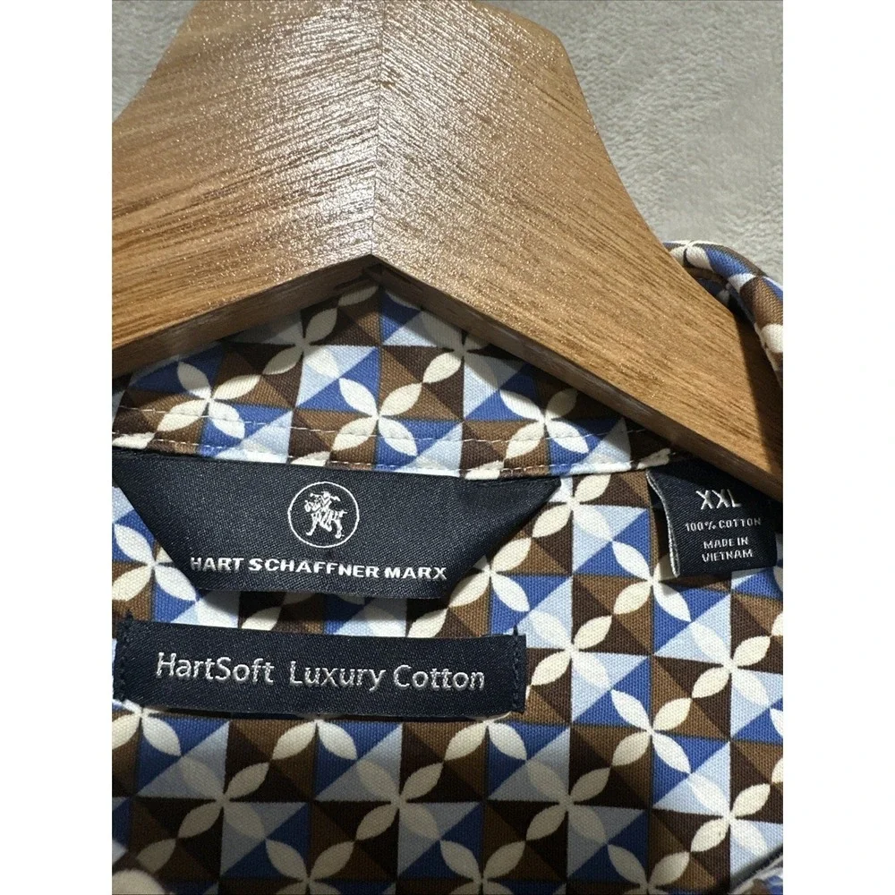 Hart‎ Schaffner Marx HartSoft Luxury Cotton 2XL Polo Golf Short Sleeve Button Up